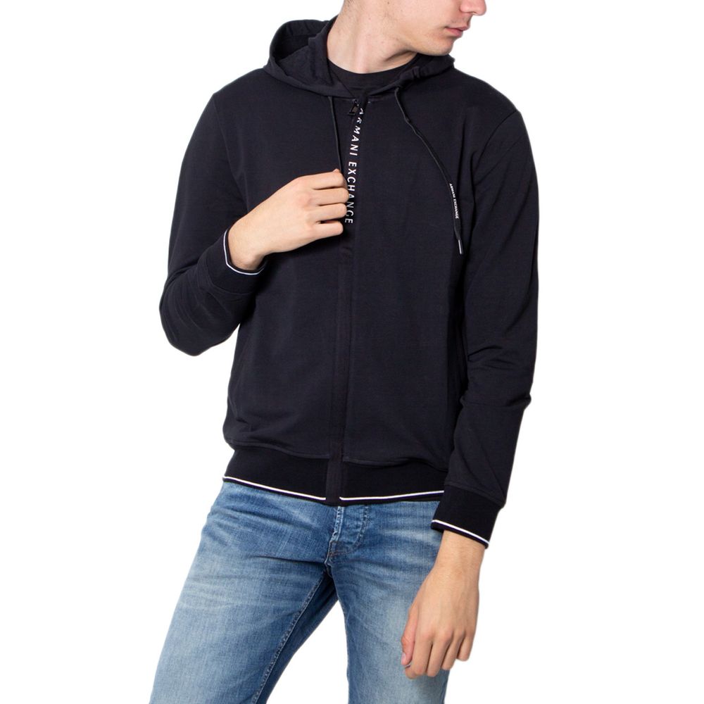 Armani Exchange Schwarzer Baumwoll-Kapuzenpulli