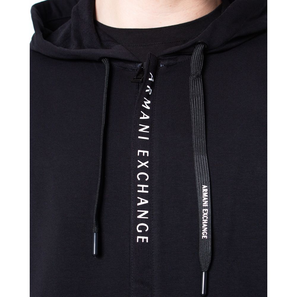 Armani Exchange Schwarzer Baumwoll-Kapuzenpulli