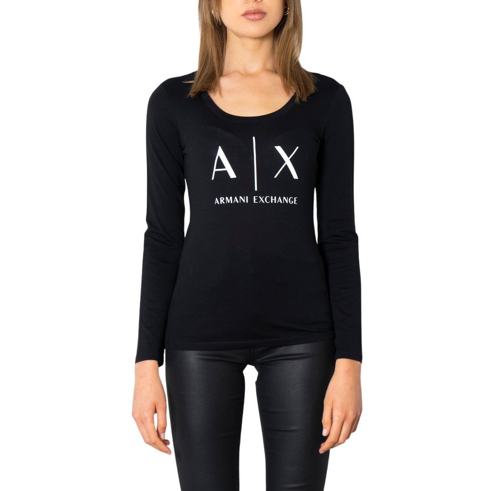 Armani Exchange Schwarzes Baumwoll-Langarmshirt