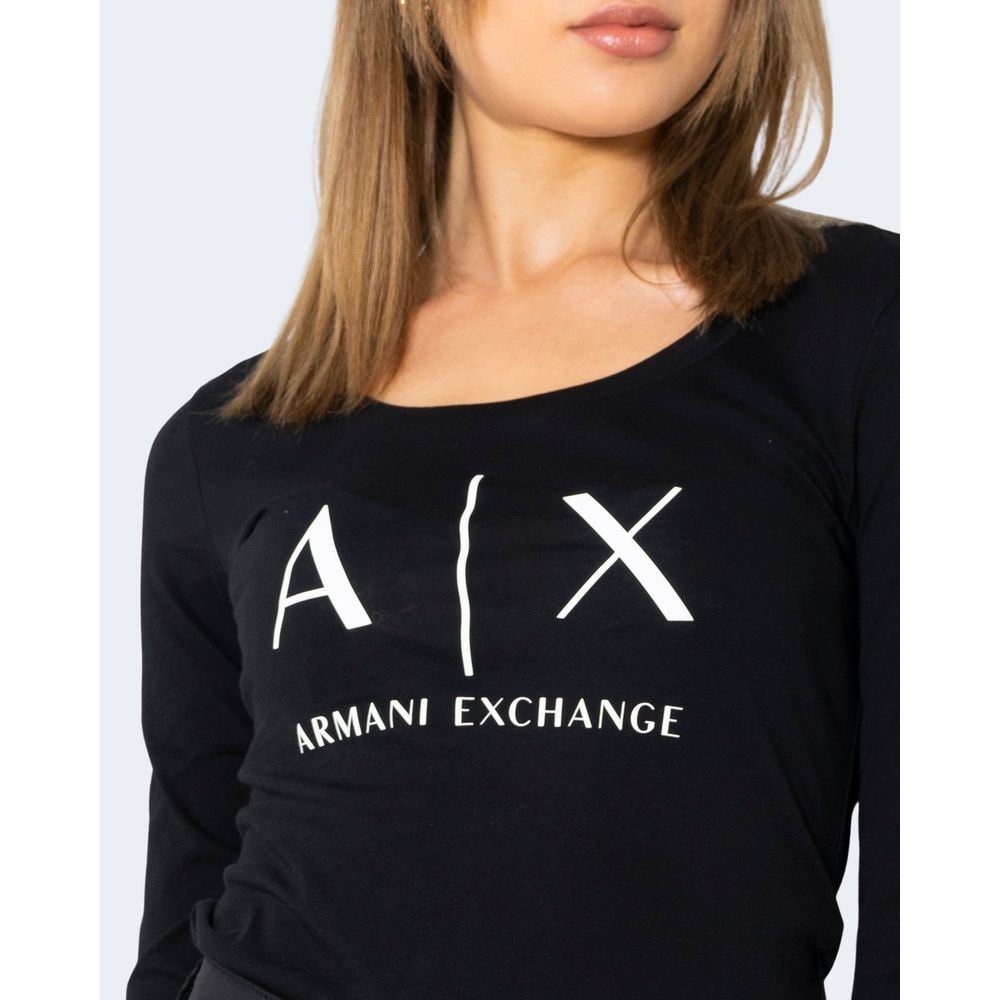 Armani Exchange Schwarzes Baumwoll-Langarmshirt