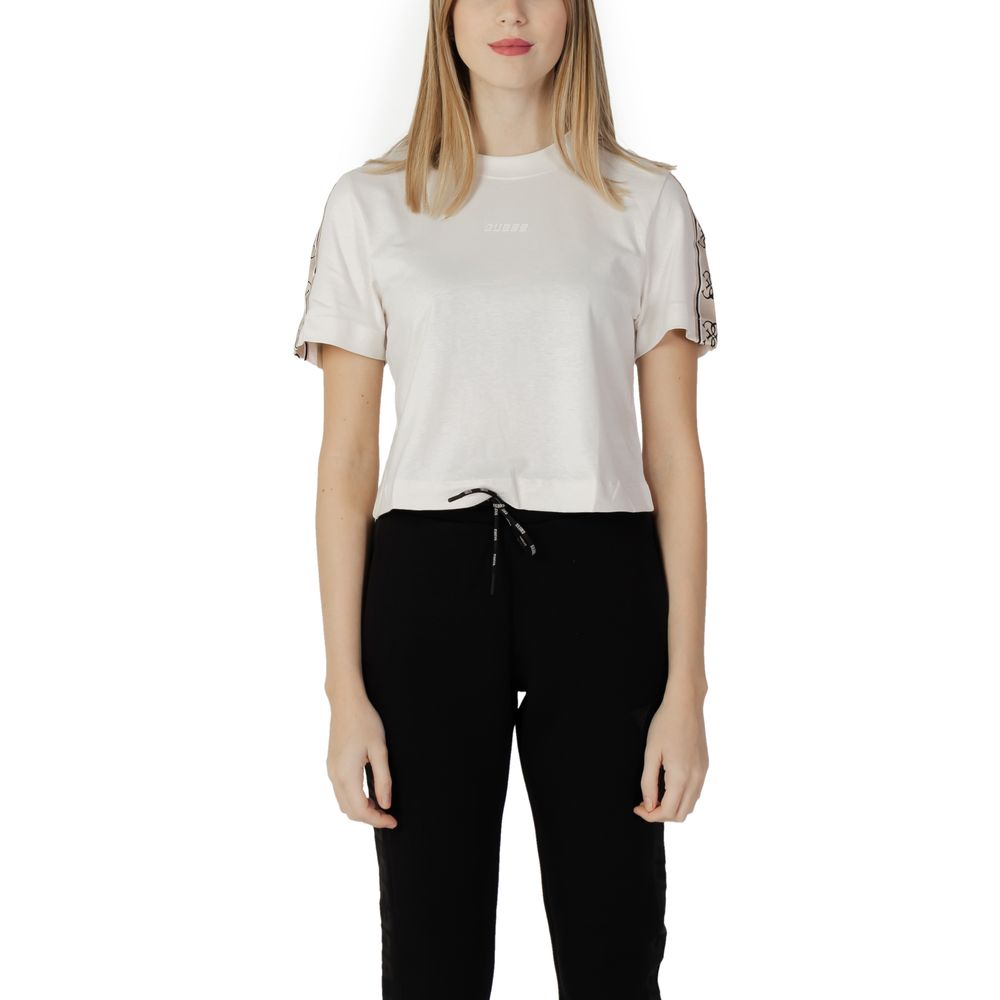 Guess Active T-Shirt aus cremefarbener Baumwolle