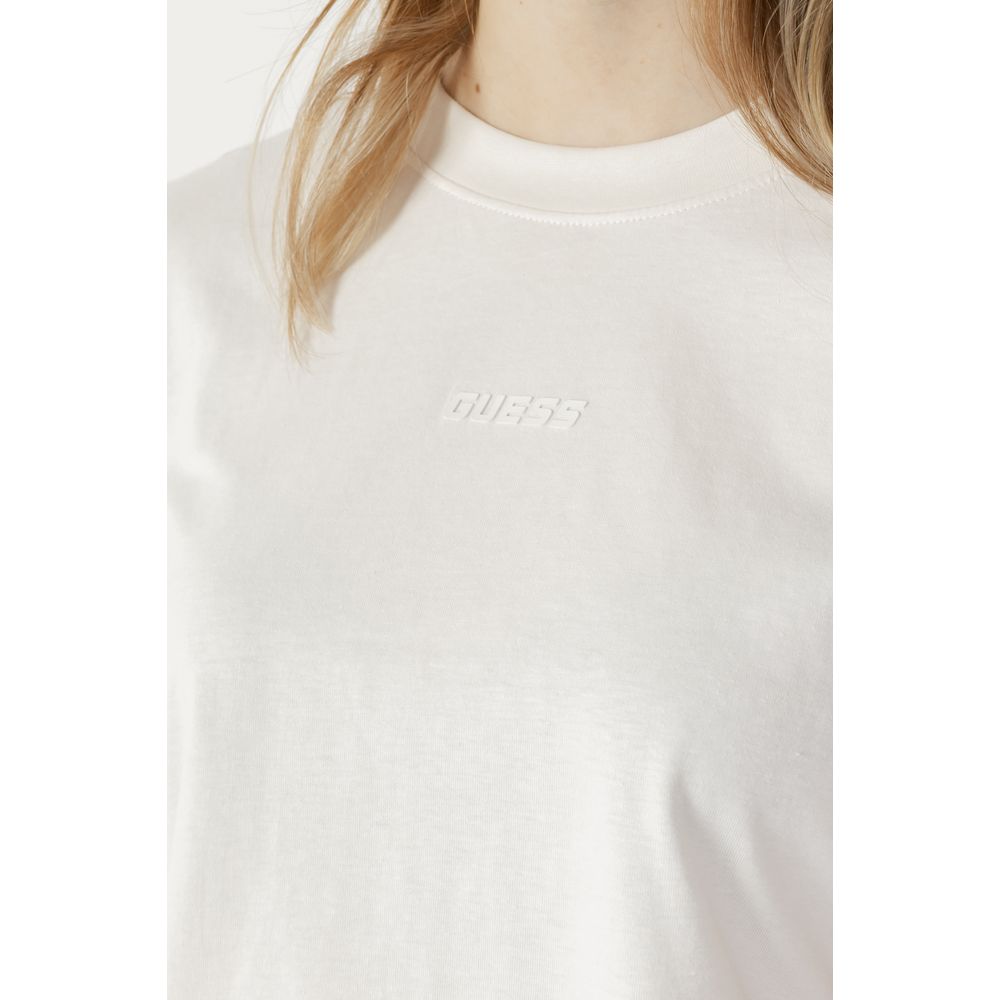 Guess Active T-Shirt aus cremefarbener Baumwolle