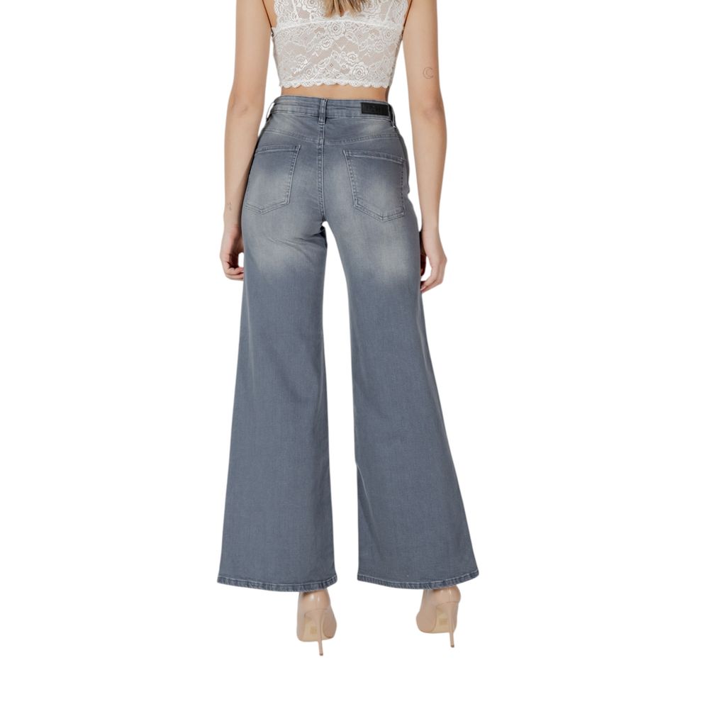 ICHI Graue Baumwoll-Bootcut-Jeans