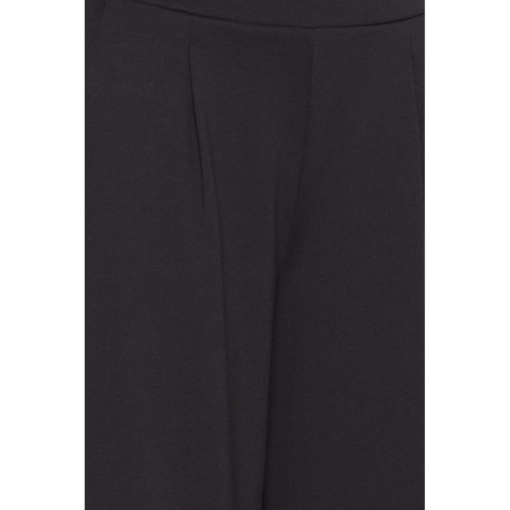 ICHI Schwarze, weit geschnittene Hose aus recyceltem Polyester