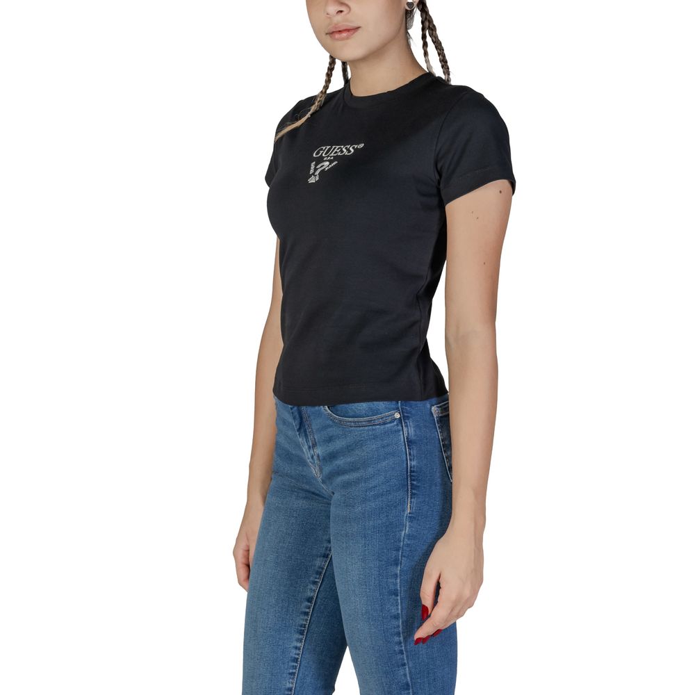 Guess Active Schwarzes T-Shirt aus Baumwolle
