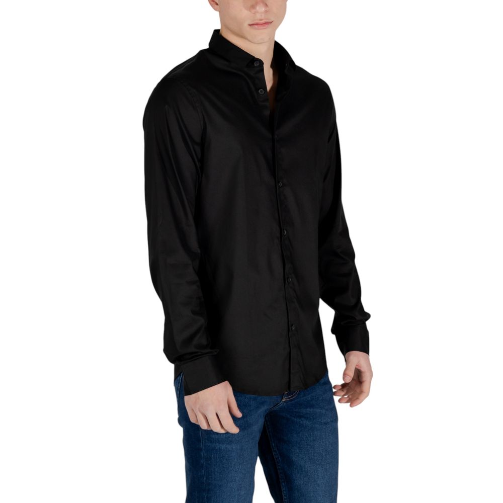 Armani Exchange Schwarzes Lyocell-Hemd