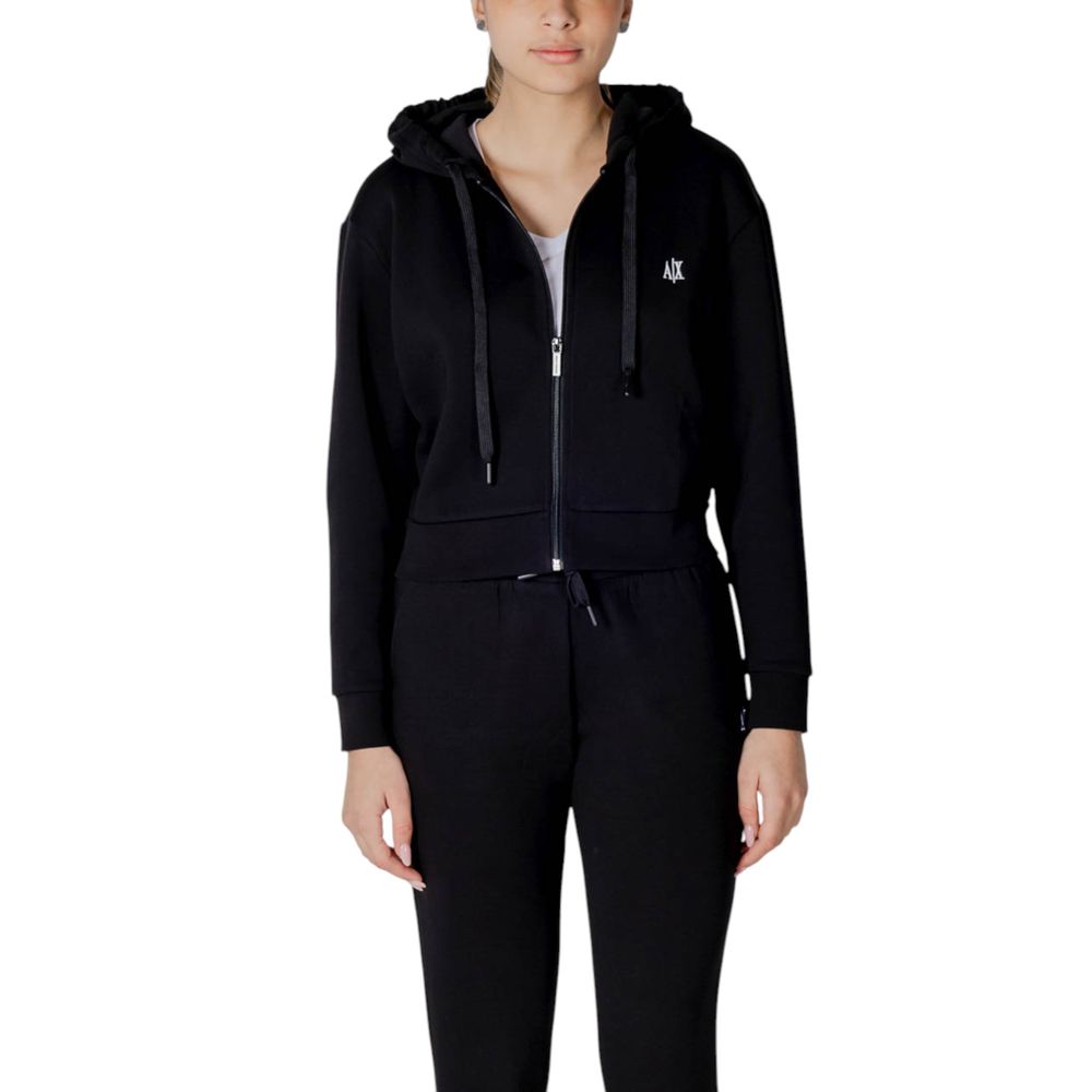 Armani Exchange Schwarzer Baumwoll-Kapuzenpulli