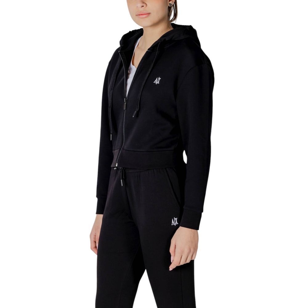 Armani Exchange Schwarzer Baumwoll-Kapuzenpulli