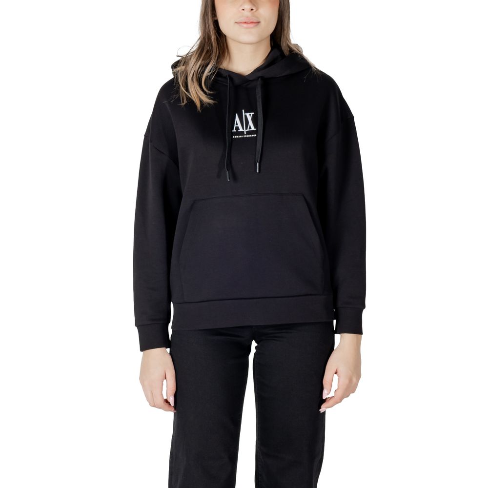 Armani Exchange Schwarzer Baumwoll-Kapuzenpulli