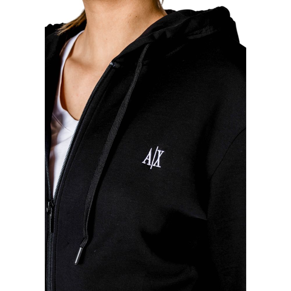 Armani Exchange Schwarzer Baumwoll-Kapuzenpulli