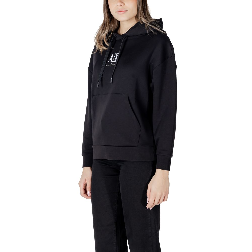 Armani Exchange Schwarzer Baumwoll-Kapuzenpulli