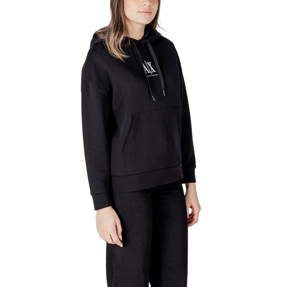 Armani Exchange Schwarzer Baumwoll-Kapuzenpulli