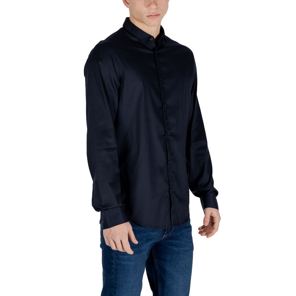 Armani Exchange Blaues Lyocell-Hemd