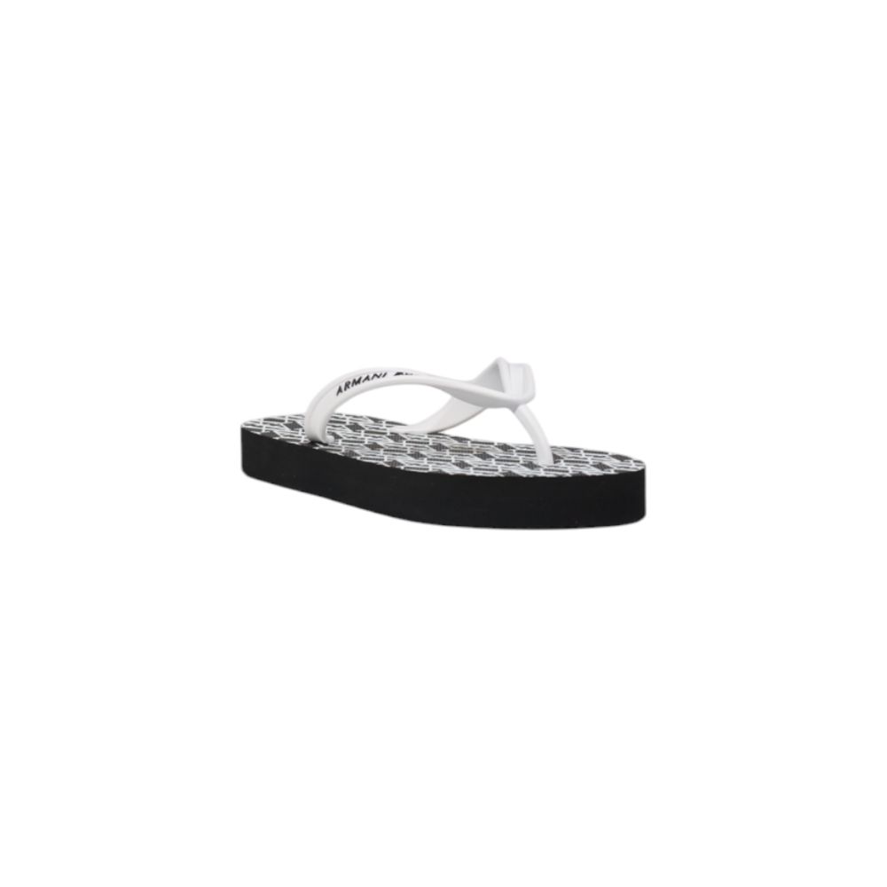 Armani Exchange Schwarze und weiße Flip-Flop-Sandale aus Gummi