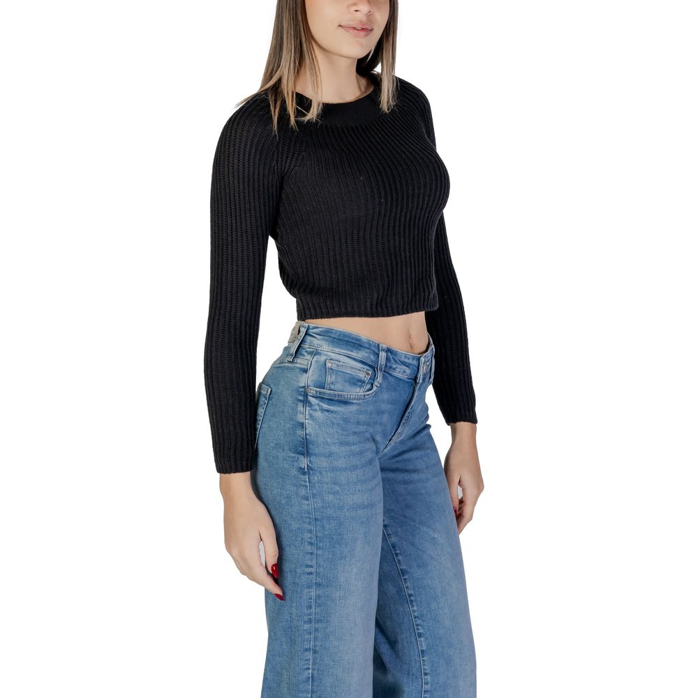 Jacqueline De Yong Schwarzer Marabou-Sweatshirt