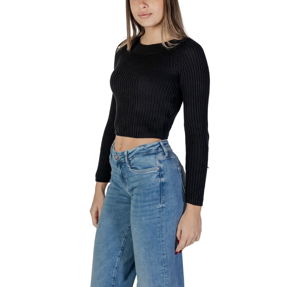 Jacqueline De Yong Schwarzer Marabou-Sweatshirt