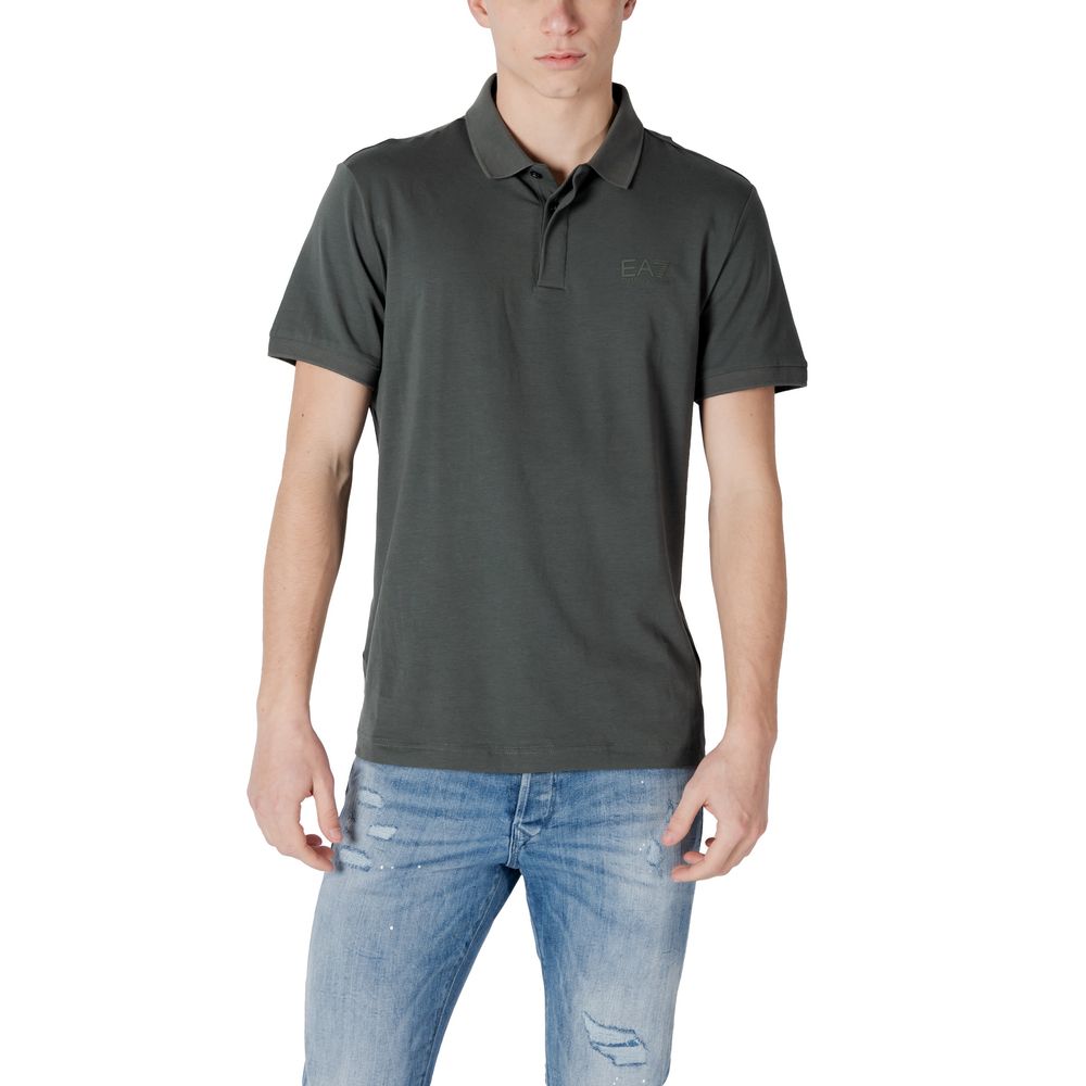 EA7 Emporio Armani Grünes Baumwoll-Poloshirt