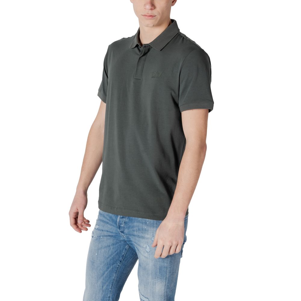 EA7 Emporio Armani Grünes Baumwoll-Poloshirt
