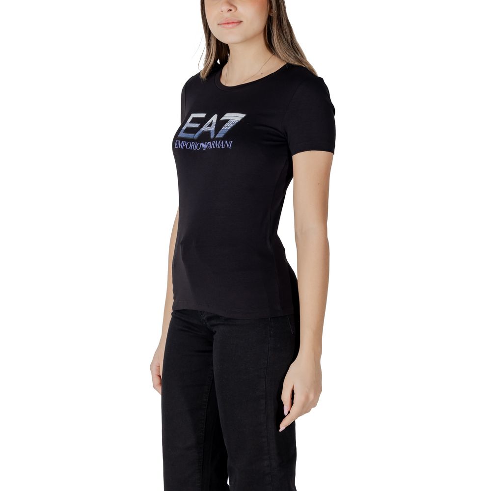 EA7 Emporio Armani Schwarzes T-Shirt aus Baumwolle