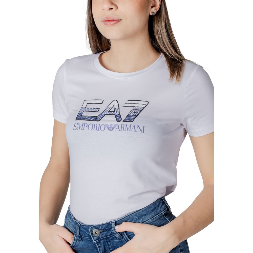 EA7 Emporio Armani T-Shirt aus weißer Baumwolle