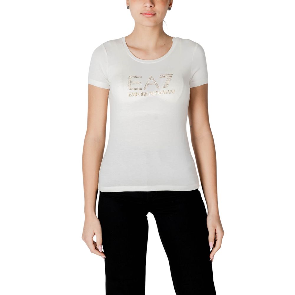 EA7 Emporio Armani Cremefarbenes Modal-T-Shirt