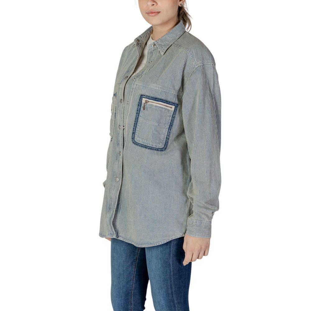 Replay Blaues Baumwollhemd