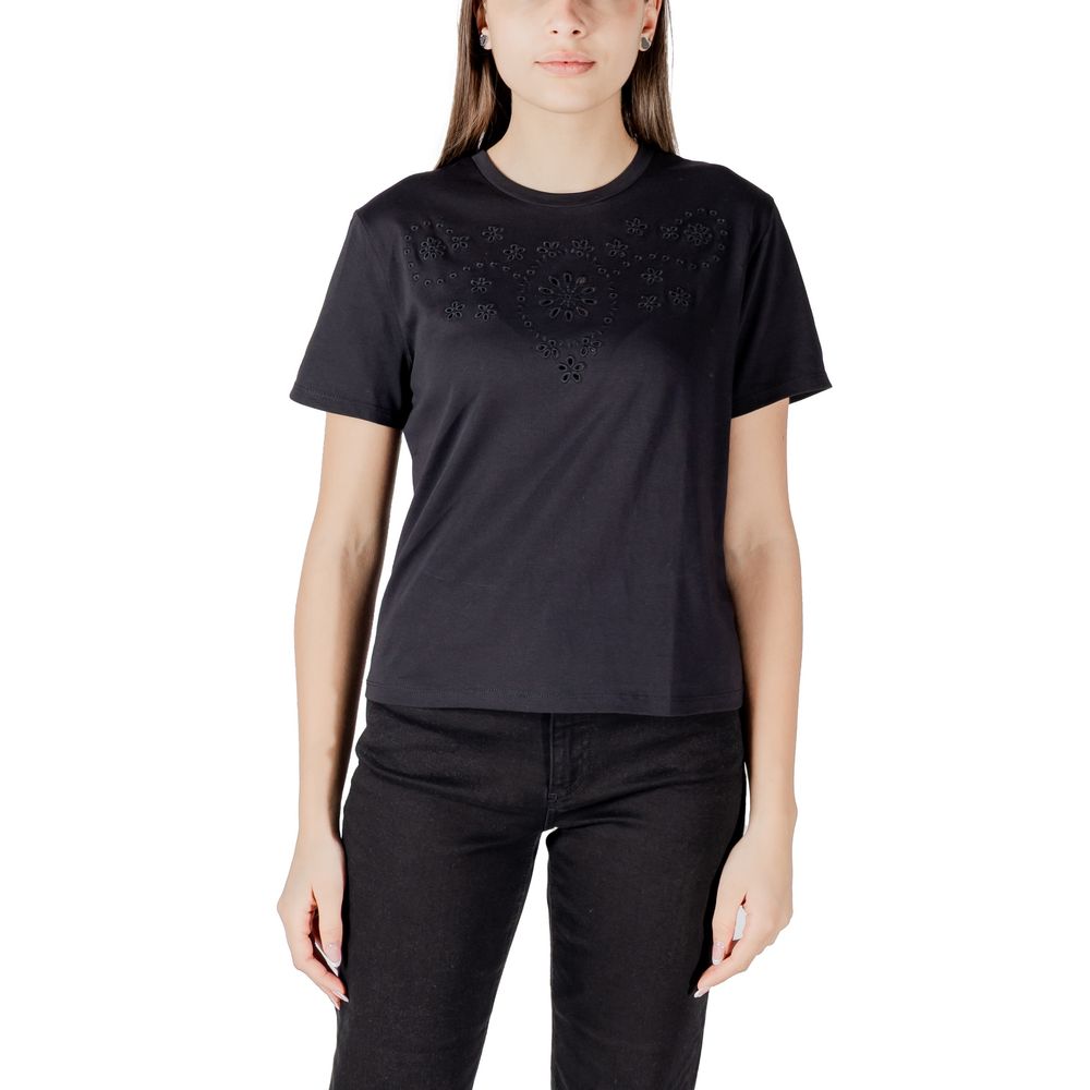Jacqueline De Yong Schwarzes T-Shirt aus Baumwolle