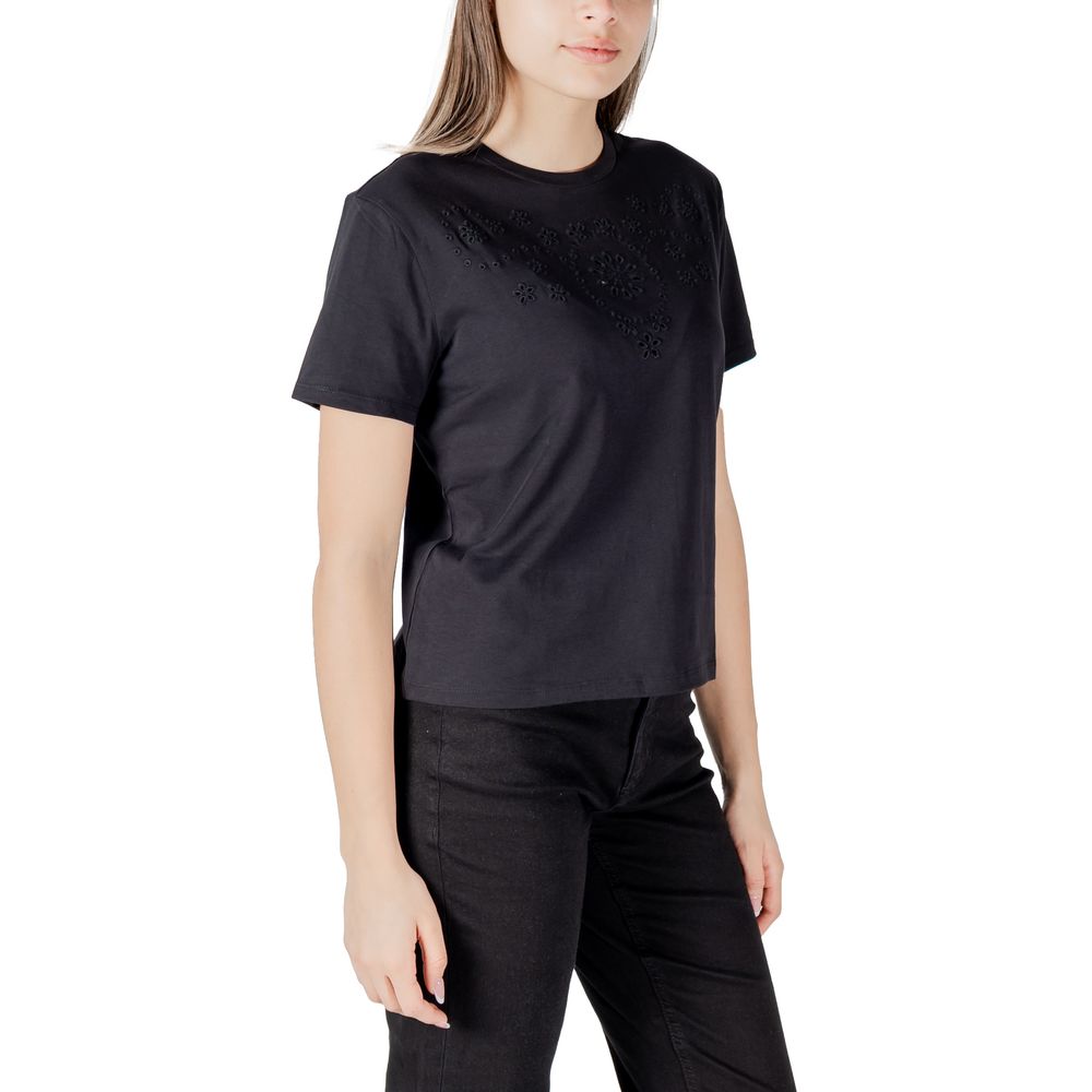 Jacqueline De Yong Schwarzes T-Shirt aus Baumwolle