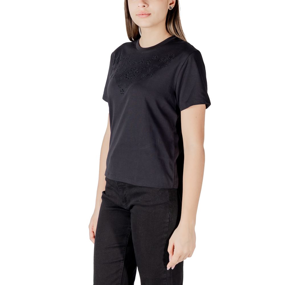 Jacqueline De Yong Schwarzes T-Shirt aus Baumwolle