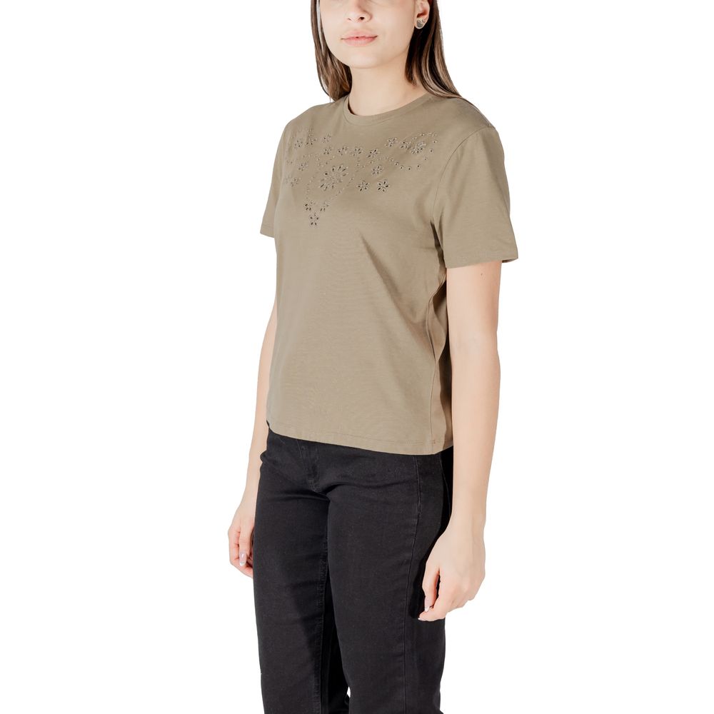 Jacqueline De Yong T-Shirt aus grüner Baumwolle