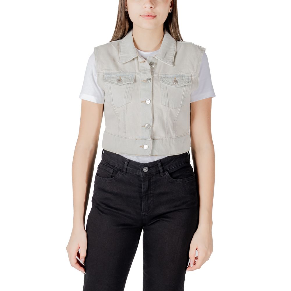 Only Hellblaue Baumwolle Sleveless Jacke