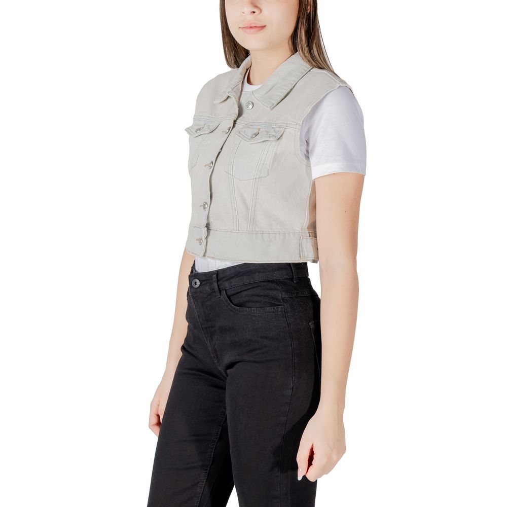 Only Hellblaue Baumwolle Sleveless Jacke