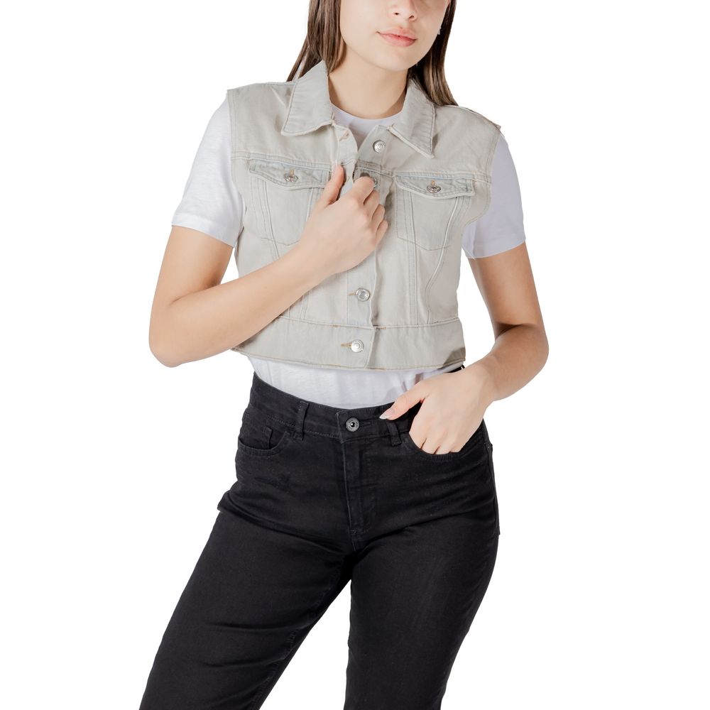 Only Hellblaue Baumwolle Sleveless Jacke