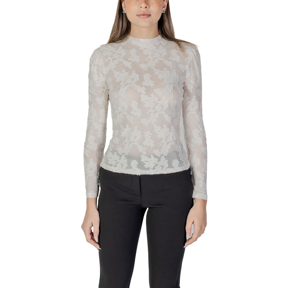 Morgan De Toi Cremefarbenes Polyester-Langarmshirt
