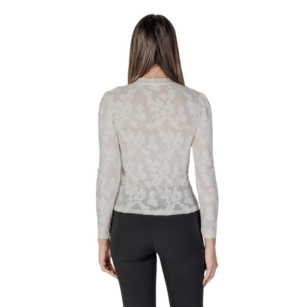 Morgan De Toi Cremefarbenes Polyester-Langarmshirt