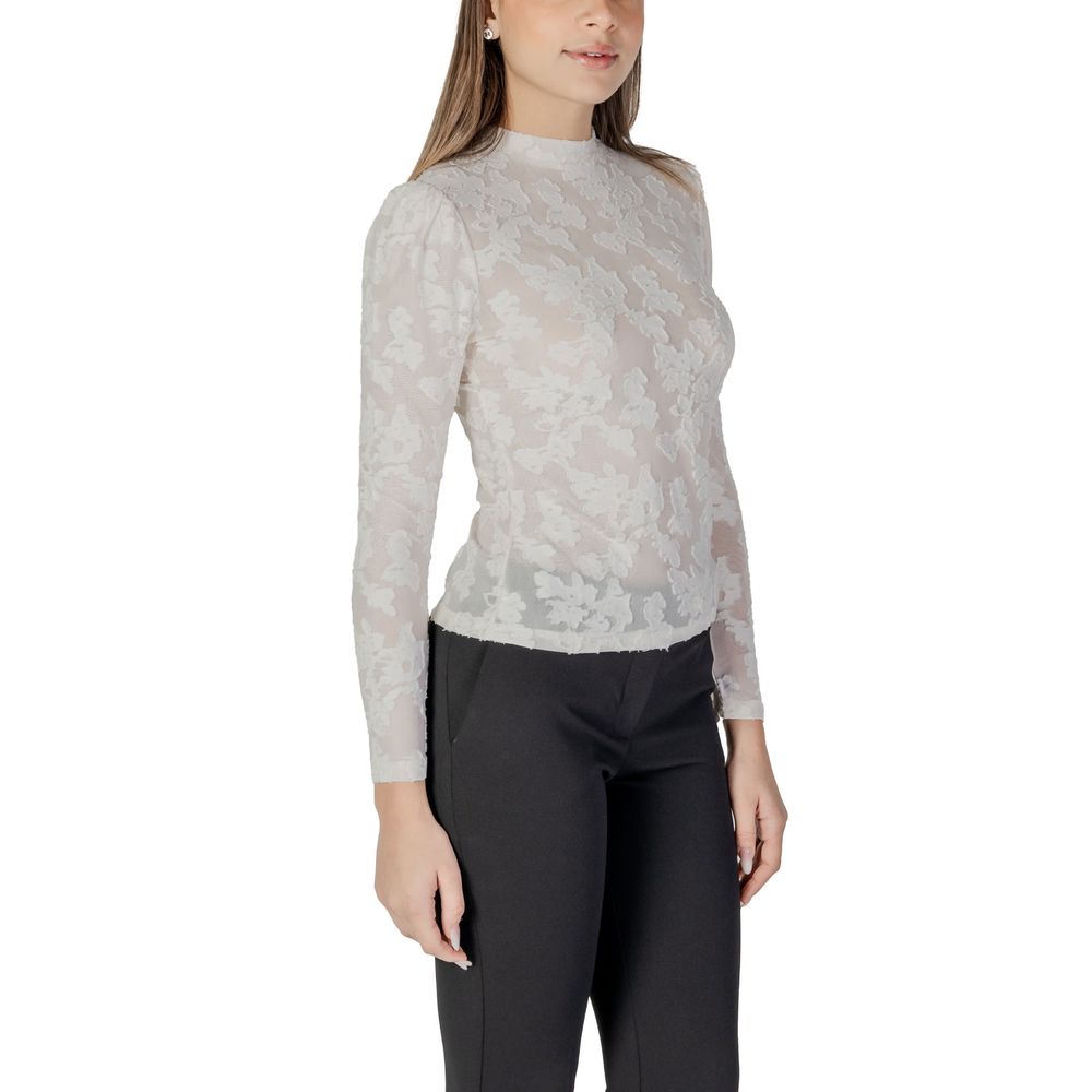 Morgan De Toi Cremefarbenes Polyester-Langarmshirt