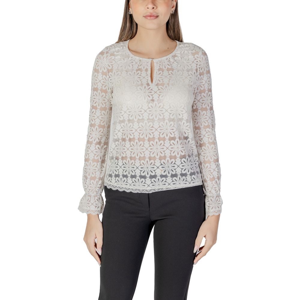 Morgan De Toi Cremefarbenes Polyamid-Langarmshirt