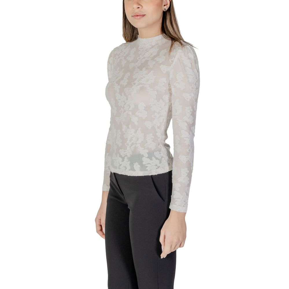 Morgan De Toi Cremefarbenes Polyester-Langarmshirt