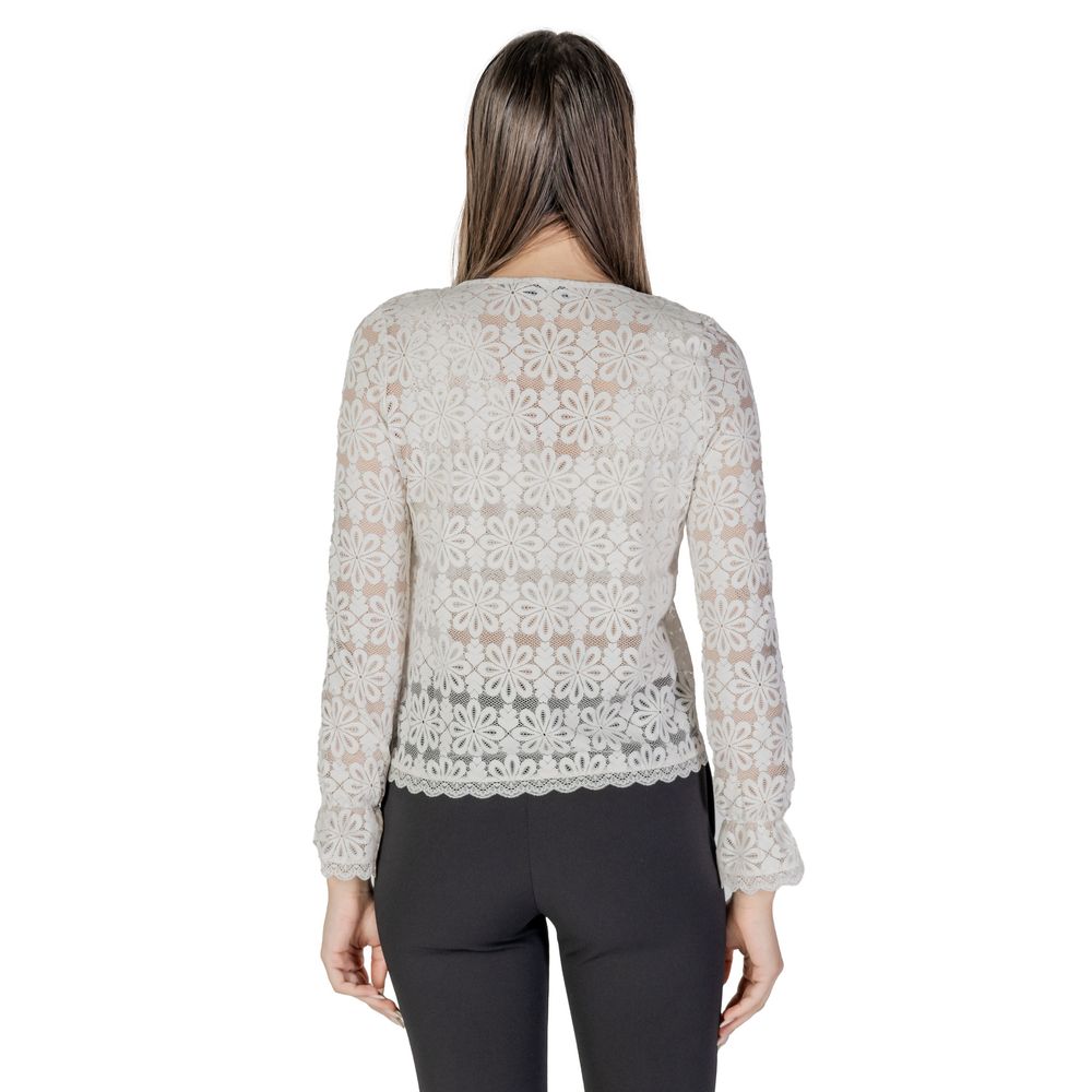 Morgan De Toi Cremefarbenes Polyamid-Langarmshirt