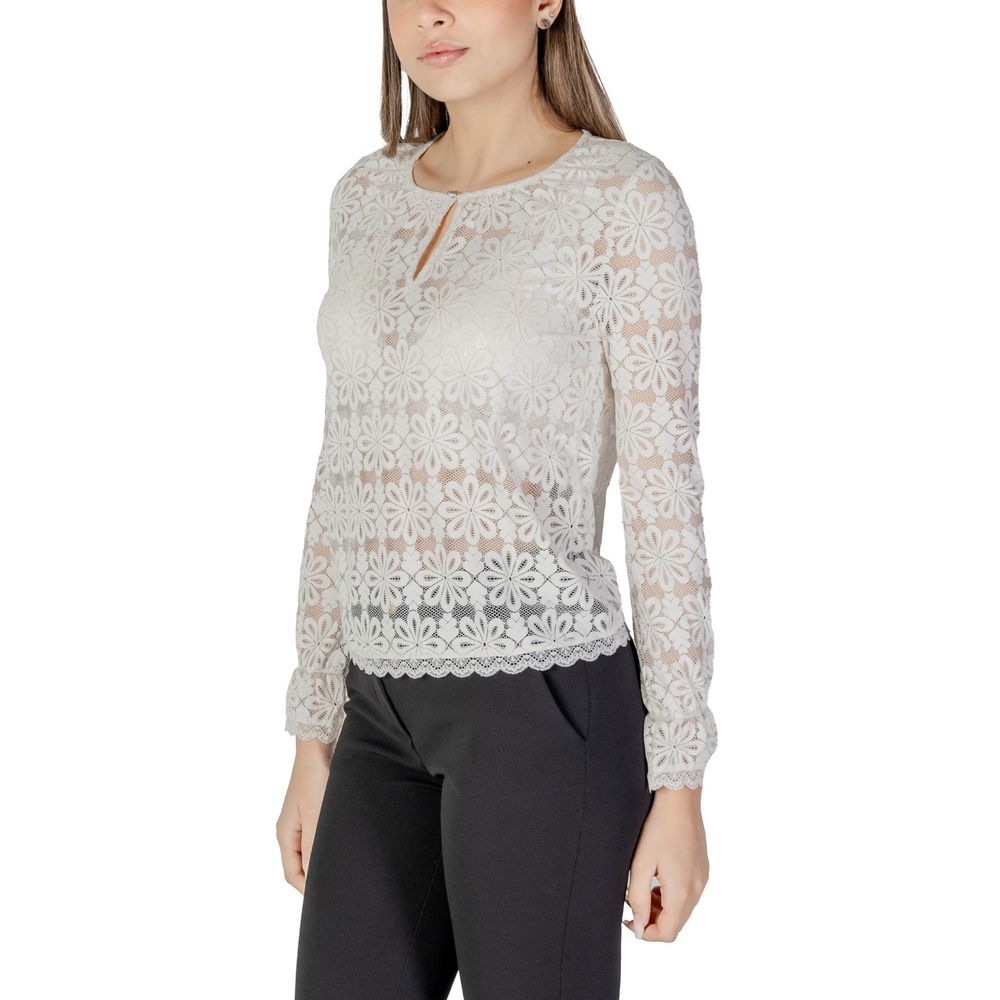 Morgan De Toi Cremefarbenes Polyamid-Langarmshirt