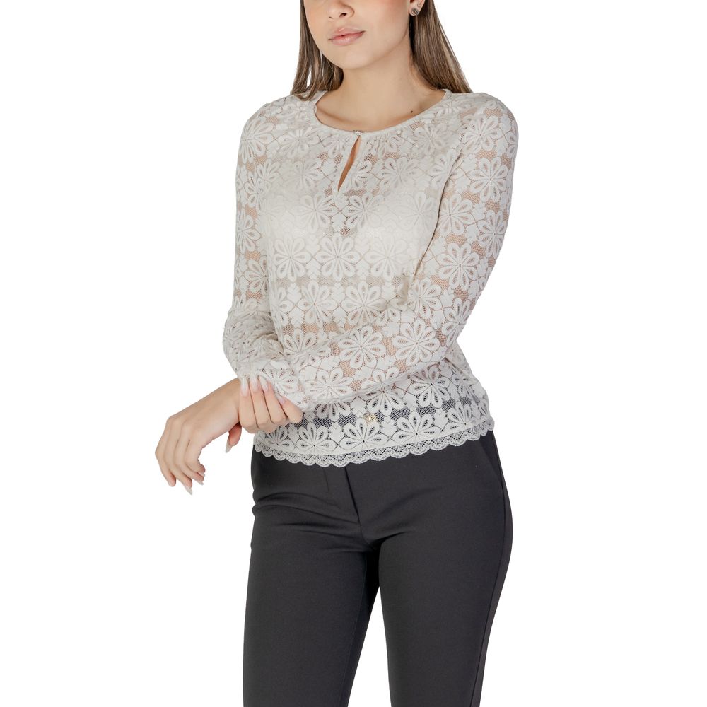 Morgan De Toi Cremefarbenes Polyamid-Langarmshirt