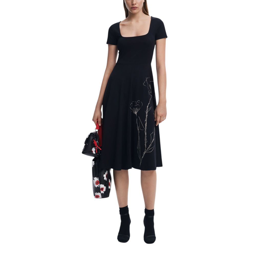 Desigual Schwarzer Baumwoll-Midi