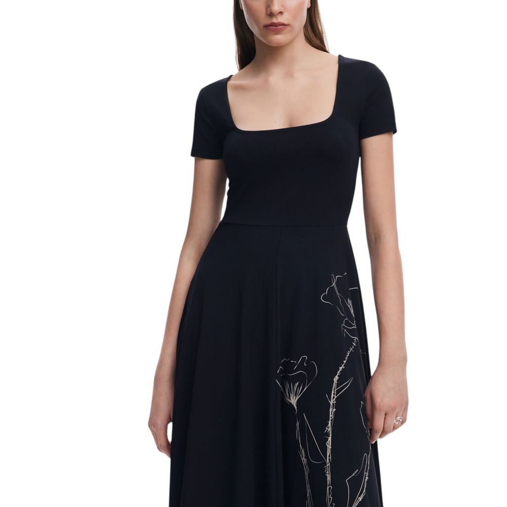 Desigual Schwarzer Baumwoll-Midi