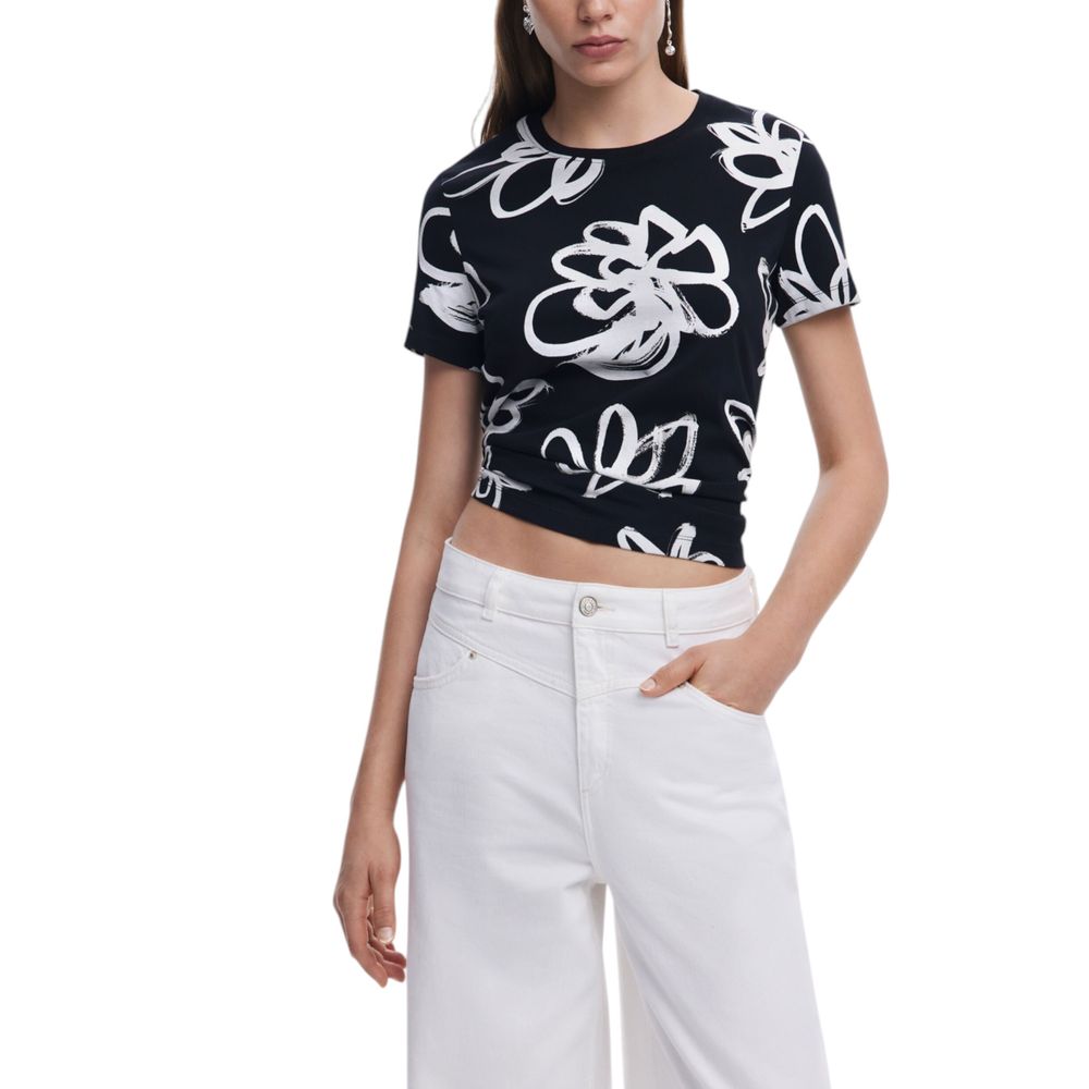 Desigual Schwarzes T-Shirt aus Baumwolle