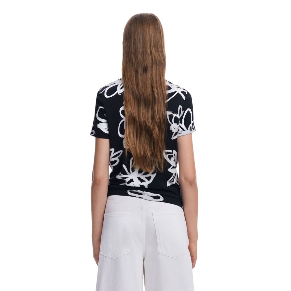 Desigual Schwarzes T-Shirt aus Baumwolle