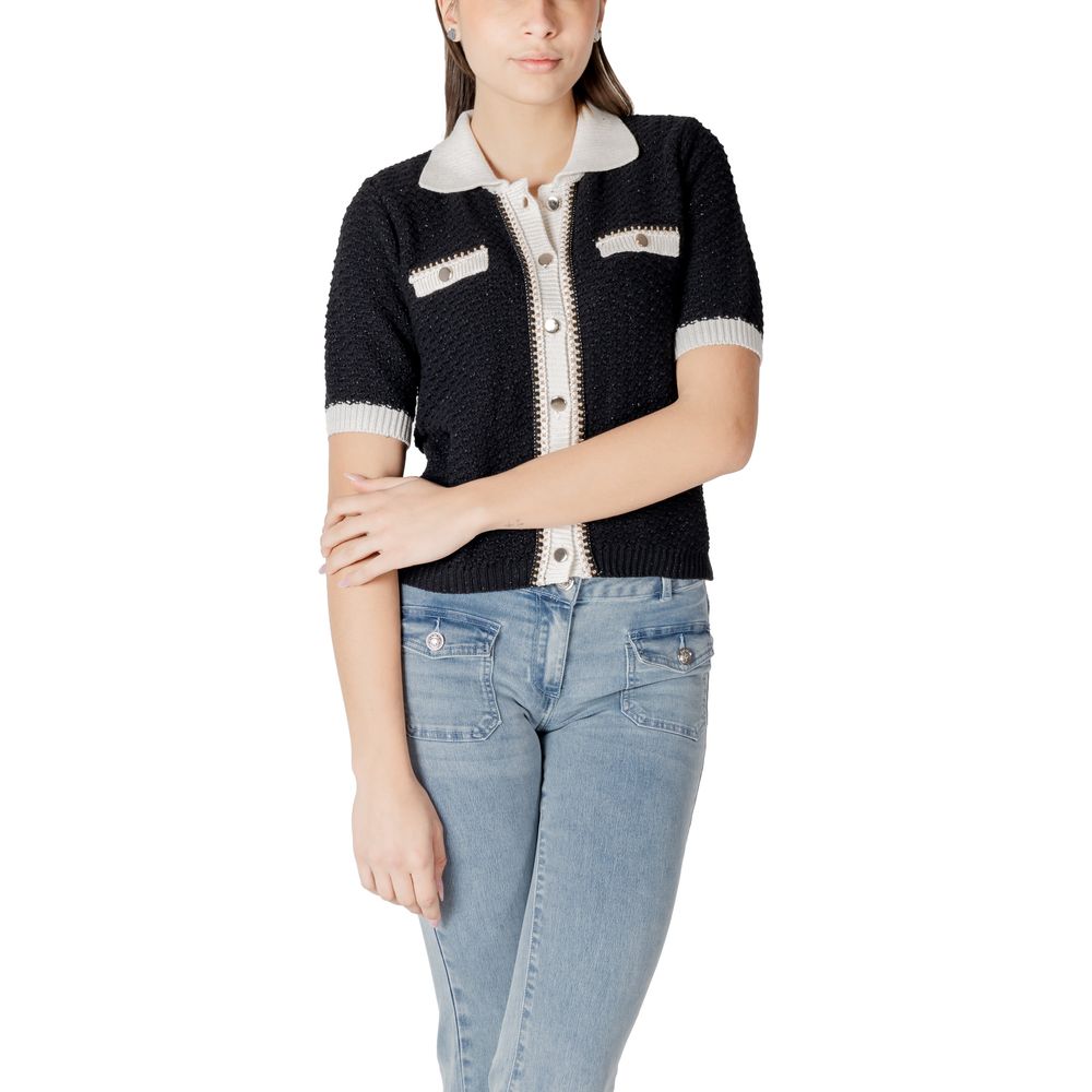 Morgan De Toi Schwarzer Pullover aus recycelter Baumwolle