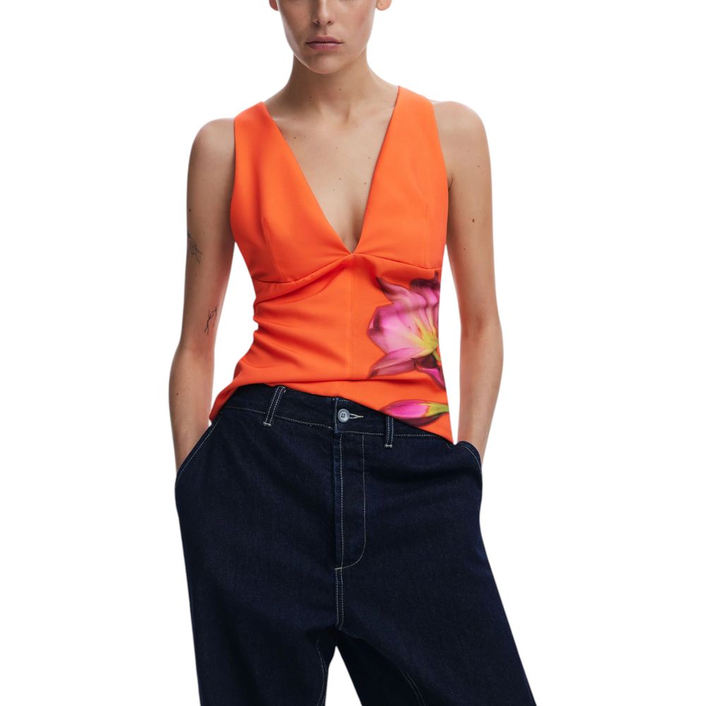 Desigual Orangefarbenes Polyester-Oberteil
