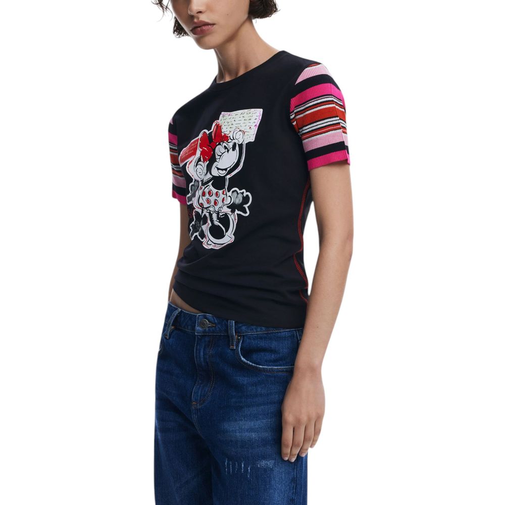 Desigual Schwarzes T-Shirt aus Baumwolle
