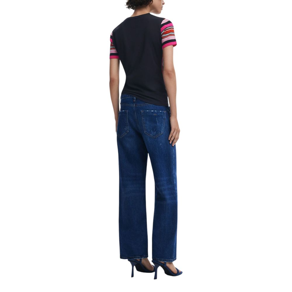 Desigual Schwarzes T-Shirt aus Baumwolle