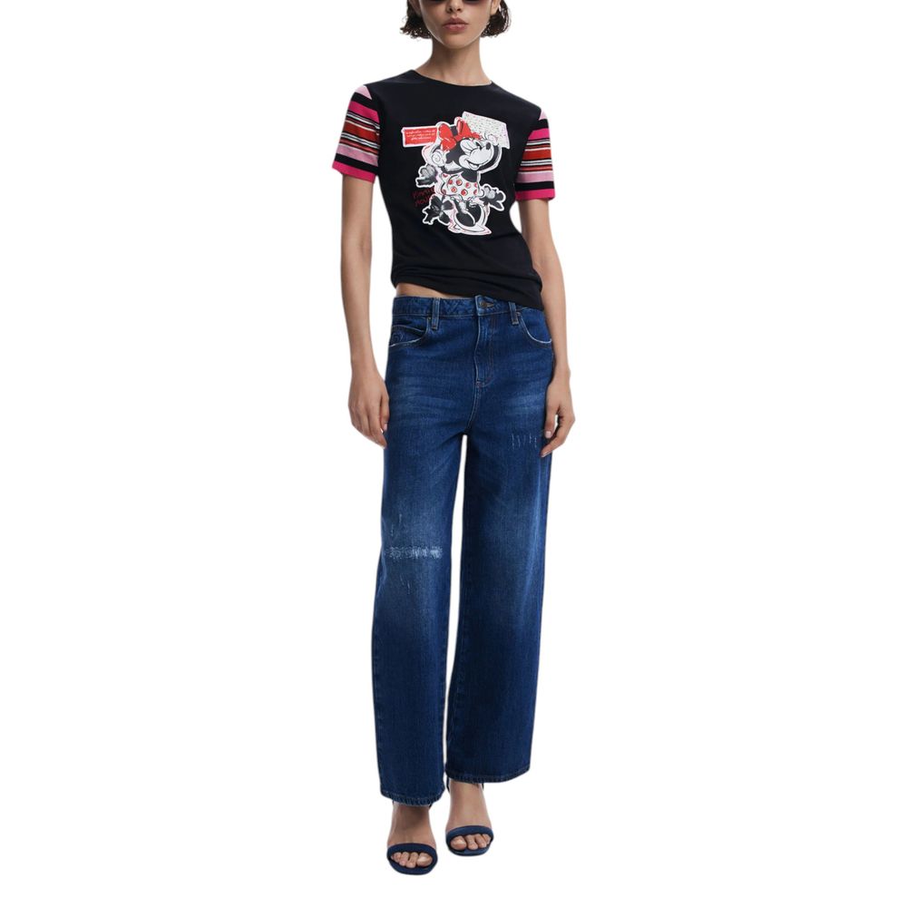 Desigual Schwarzes T-Shirt aus Baumwolle